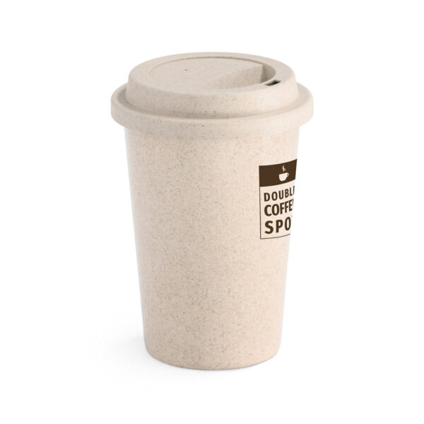 Copo para viagem em fibra de bambu (60%) e PP (40%) 450 mL - Brinde Corporativo Personalizado | Enova