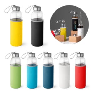 Squeeze em vidro e tampa em alumínio 520 mL - Enova Brindes Personalizados