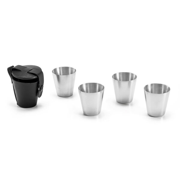 Conjunto de 4 copos em aço inoxidável 25 mL - Brinde Corporativo Personalizado | Enova