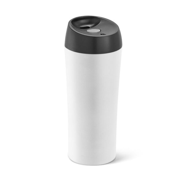 Copo térmico para viagem em aço inox e PP 470 mL - Brinde Corporativo Personalizado | Enova