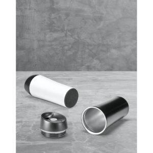 Copo térmico para viagem em aço inox e PP 470 mL - Brinde Corporativo Personalizado | Enova
