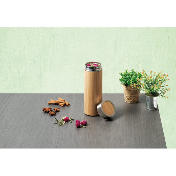 Squeeze térmica em bambu e aço inox 430 mL - Brinde Corporativo Personalizado | Enova
