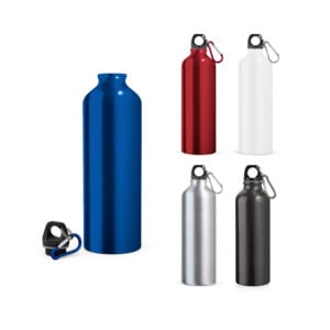 Squeeze em alumínio com mosquetão 800 mL - Enova Brindes Personalizados