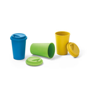 Copo para viagem em fibra de bambu (60%) e PP (40%) 450 mL - Brinde Corporativo Personalizado | Enova