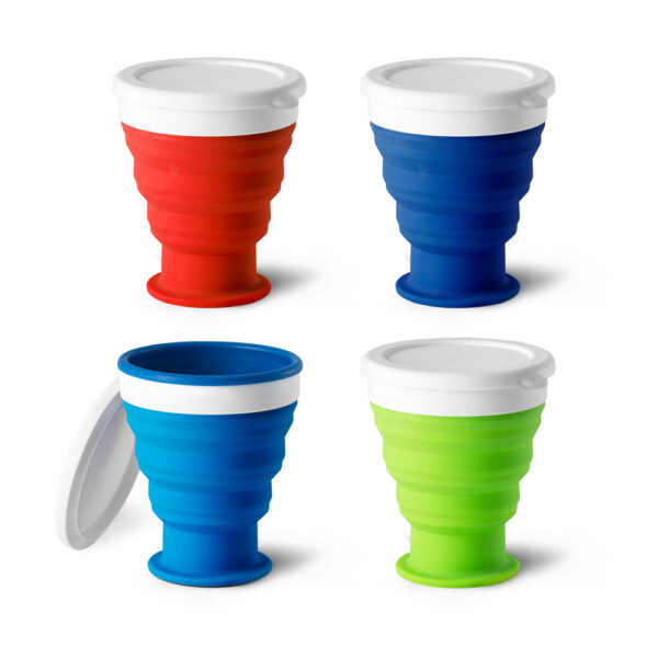 Copo de viagem em silocone e PP 400 mL - Enova Brindes Personalizados