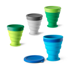 Copo de viagem em silicone e PP 400 mL - Enova Brindes Personalizados