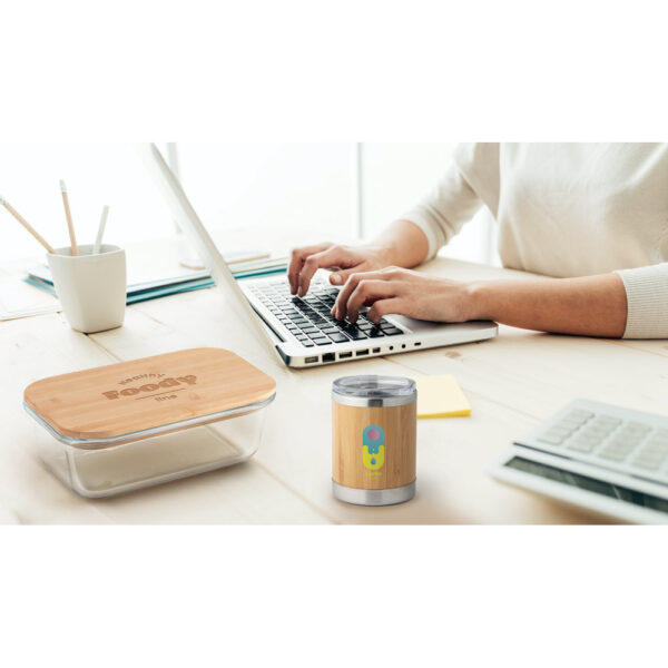 Copo em bambu e aço inox 350 mL - Brinde Corporativo Personalizado | Enova