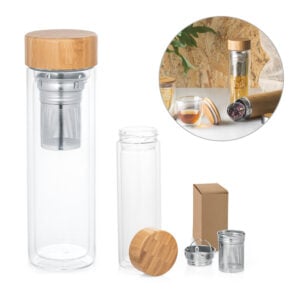 Squeeze em vidro borossilicato com infusores 490 mL - Enova Brindes Personalizados