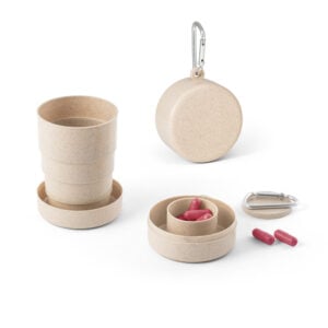 Copo de viagem retrátil em fibra de bambu (50%) e PP (50%) 210 mL - Enova Brindes Personalizados