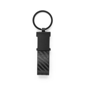 Chaveiro em c. sintético com textura em fibra de carbono e metal - Brinde Corporativo Personalizado | Enova