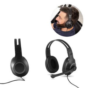 Fone de ouvido ajustáveis com microfone em ABS e PP - Enova Brindes Personalizados