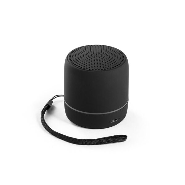 Caixa de som portátil em ABS 100% reciclado com faixa LED exterio - Brinde Corporativo Personalizado | Enova