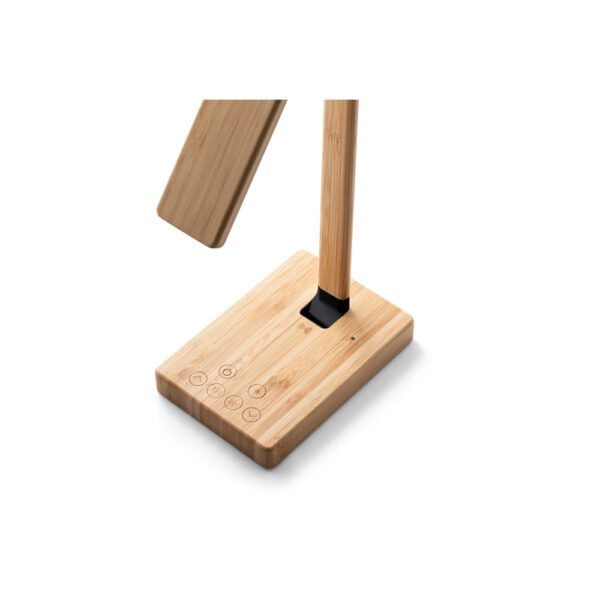 Luminária em bambu com carregador wireless - Brinde Corporativo Personalizado | Enova