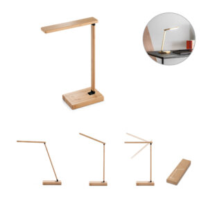Luminária em bambu com carregador wireless - Enova Brindes Personalizados