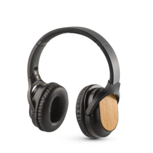 Fones de ouvido wireless em bambu e ABS - Brinde Corporativo Personalizado | Enova
