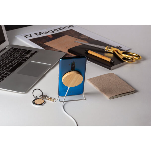 Carregador magnético wireless super rápido em bambu 15 W - Brinde Corporativo Personalizado | Enova