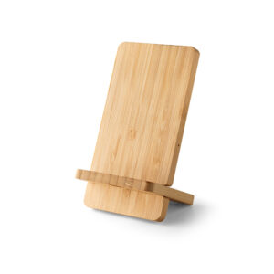 Carregador wireless super rápido e suporte em bambu para smartphone 10 W - Brinde Corporativo Personalizado | Enova