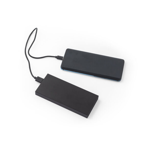 Bateria portátil em alumínio 100% reciclado e bateria em lítio 5000 mAh - Brinde Corporativo Personalizado | Enova