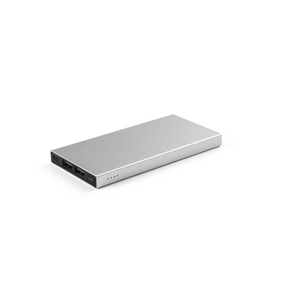 Bateria portátil em alumínio 100% reciclado e bateria em lítio 5000 mAh - Brinde Corporativo Personalizado | Enova