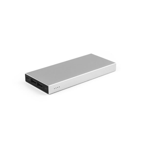 Bateria portátil em alumínio 100% reciclado e bateria em lítio 10000 mAh - Brinde Corporativo Personalizado | Enova