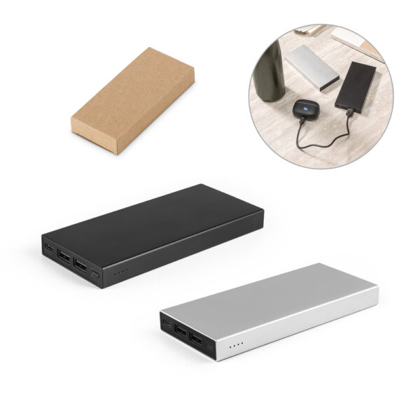 Bateria portátil em alumínio 100% reciclado e bateria em lítio 10000 mAh - Enova Brindes Personalizados