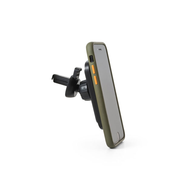 Carregador magnético wireless em ABS (60% reciclado) e silicone com a funcionalidade de suporte para carro - Brinde Corporativo Personalizado | Enova