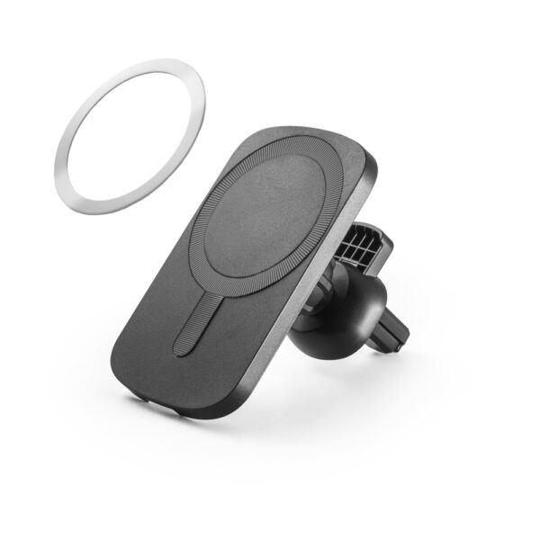 Carregador magnético wireless em ABS (60% reciclado) e silicone com a funcionalidade de suporte para carro - Brinde Corporativo Personalizado | Enova