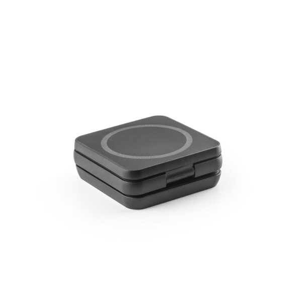Carregador magnético wireless super rápido dobrável em ABS 100% reciclado que permite carregar três dispositivos simultaneamente - Brinde Corporativo Personalizado | Enova