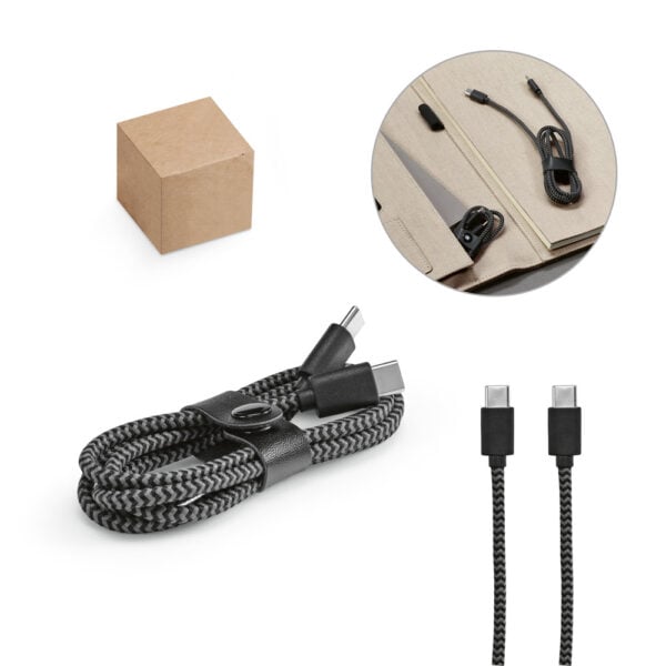 Cabo USB-C de carregamento rápido em PET 100% reciclado (100% rPET) - Enova Brindes Personalizados
