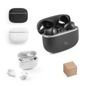 Fones de ouvido wireless em ABS 100% reciclado, com ANC 500 mAh - Enova Brindes Personalizados