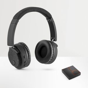 Fones de ouvido sem fios em ABS e tecido com ligação BT 5.0 - Enova Brindes Personalizados