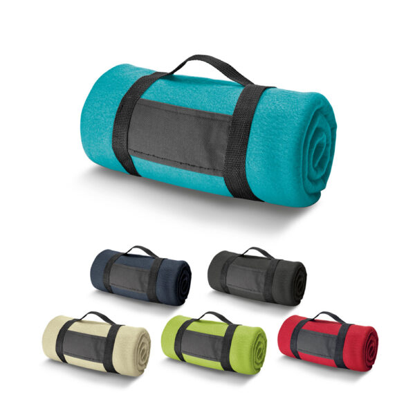 Manta polar (180 g/m²) com alça amovível - Enova Brindes Personalizados