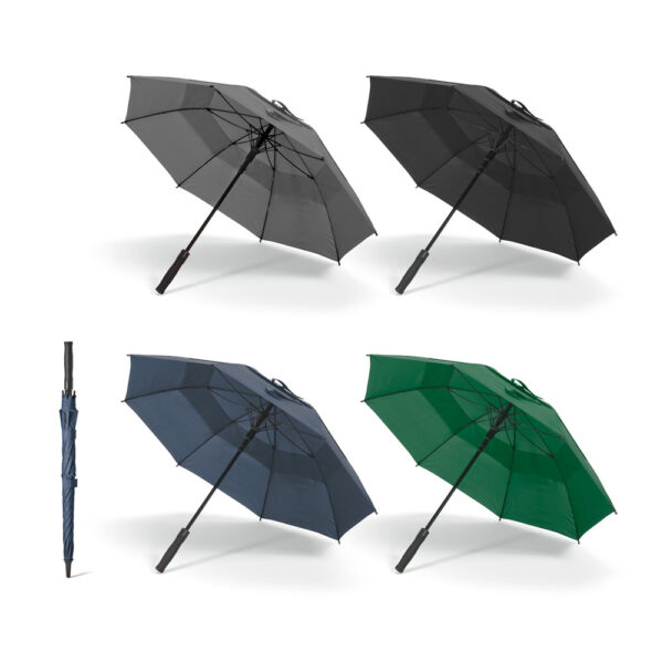 Guarda-chuva em 100% poliéster reciclado 190T (100% rPET) com abertura automática - Enova Brindes Personalizados