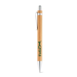 Conjunto de esferográfica com escrita em azul e lapiseira, ambas em bambu - Brinde Corporativo Personalizado | Enova
