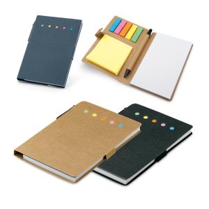 6 blocos adesivados com 25 folhas cada e capa em papel kraft reciclado - Enova Brindes Personalizados
