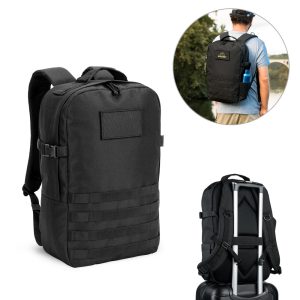 Mochila estilo militar em poliéster reciclado 600D, de alta densidade, com bolso para notebook 17.3″ 21 L - Enova Brindes Personalizados