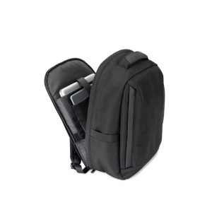 Mochila antirroubo, em poliéster reciclado 600D twill, resistente à água, e bolso para notebook 17.3" 20 L - Brinde Corporativo Personalizado | Enova