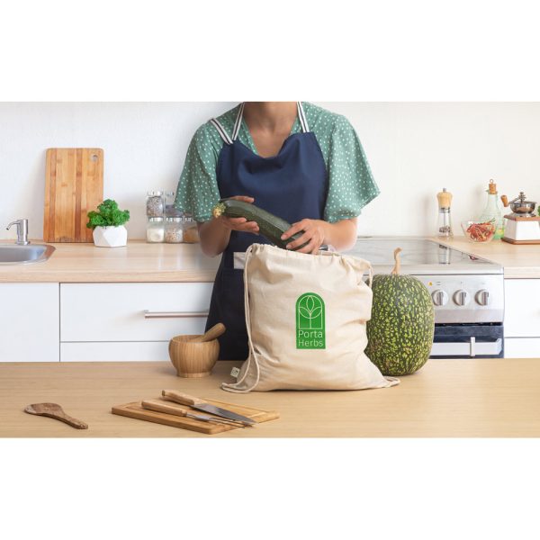 Sacola tipo mochila 100% algodão orgânico (140 g/m²) - Brinde Corporativo Personalizado | Enova