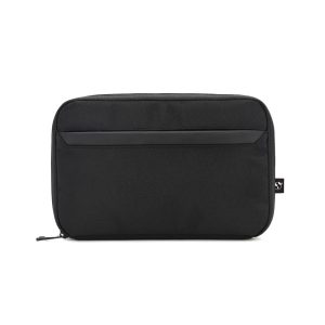 Bolsa organizadora espaçosa para acessórios tecnológicos em poliéster reciclado 600D twill - Brinde Corporativo Personalizado | Enova