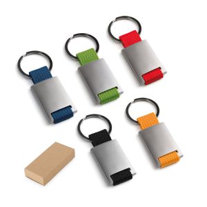 Chaveiros em metal e em webbing - Enova Brindes Personalizados