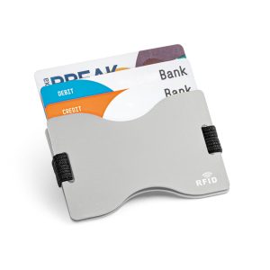 Porta cartões com bloqueio RFID e fita elástica em poliéster - Brinde Corporativo Personalizado | Enova