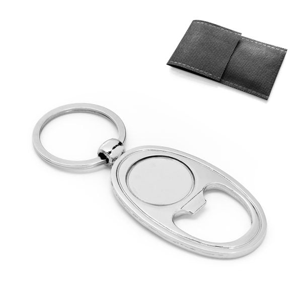 Chaveiro em metal com abridor de garrafas - Enova Brindes Personalizados