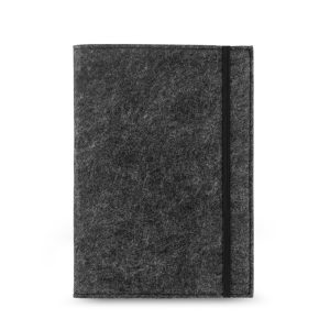 Caderno A5 com capa em feltro 100% reciclado, com 160 páginas pautadas recicladas - Brinde Corporativo Personalizado | Enova