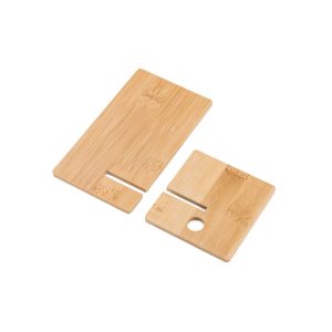 Suporte para celular em bambu, desmontável em duas partes - Brinde Corporativo Personalizado | Enova