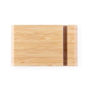 Suporte para celular em bambu com duas canaletas de tamanhos diferentes - Brinde Corporativo Personalizado | Enova