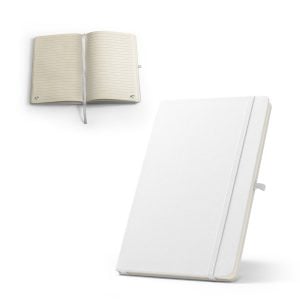 Caderno A5 de capa dura em PET 100% reciclado 300D ideal para personalização em sublimação - Enova Brindes Personalizados