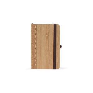 Caderno de bolso de capa dura em folha de bambu e cortiça com 160 páginas pautadas - Brinde Corporativo Personalizado | Enova