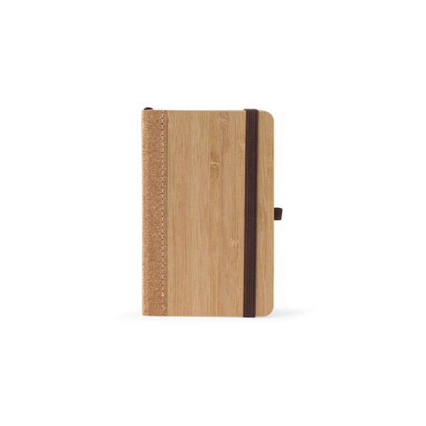 Caderno de bolso de capa dura em folha de bambu e cortiça com 160 páginas pautadas - Brinde Corporativo Personalizado | Enova