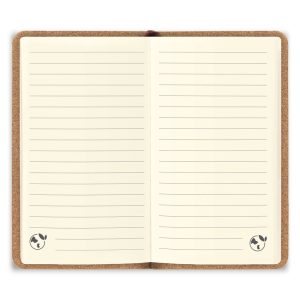 Caderno de bolso de capa dura em folha de bambu e cortiça com 160 páginas pautadas - Brinde Corporativo Personalizado | Enova