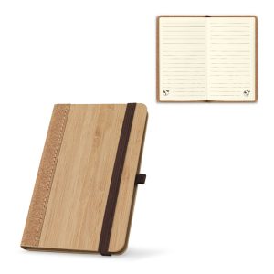 Caderno de bolso de capa dura em folha de bambu e cortiça com 160 páginas pautadas - Enova Brindes Personalizados